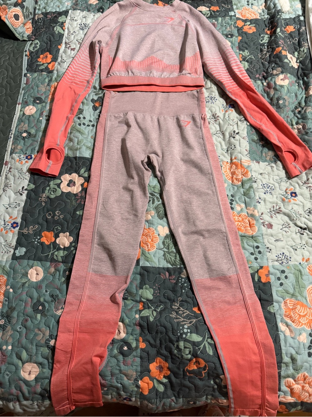 Gymshark Pink to Coral Ombre Girls' Active Leggings Set